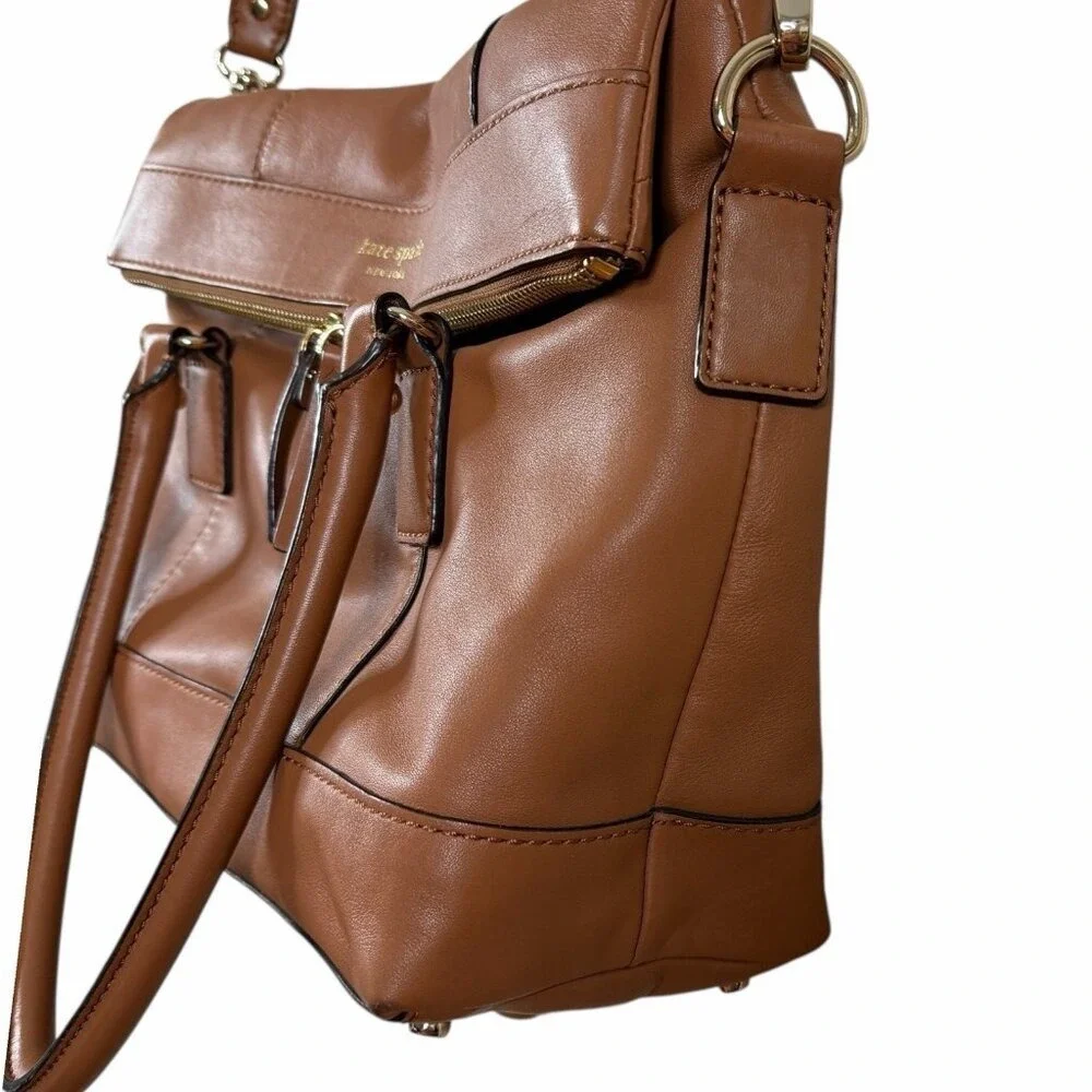 Kate Spade Cobble Hill Little Minka WKRU1251 Saddle Brown Leather Satchel Crossb